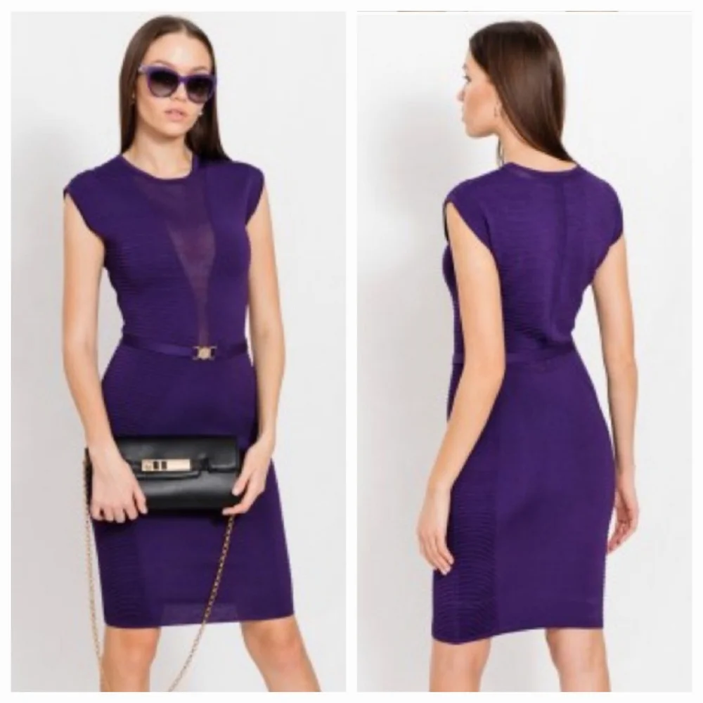 Versace Collection Abito Maglia Dress in Viola, Size 42 (US 6) - Picture 1 of 10